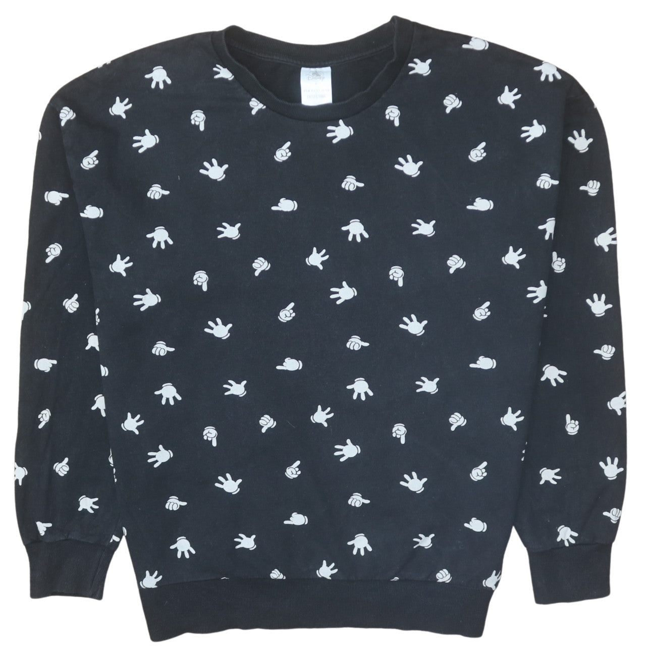 Disney Women Black Mickey Hands Crew Neck Sweatshirt Size 14