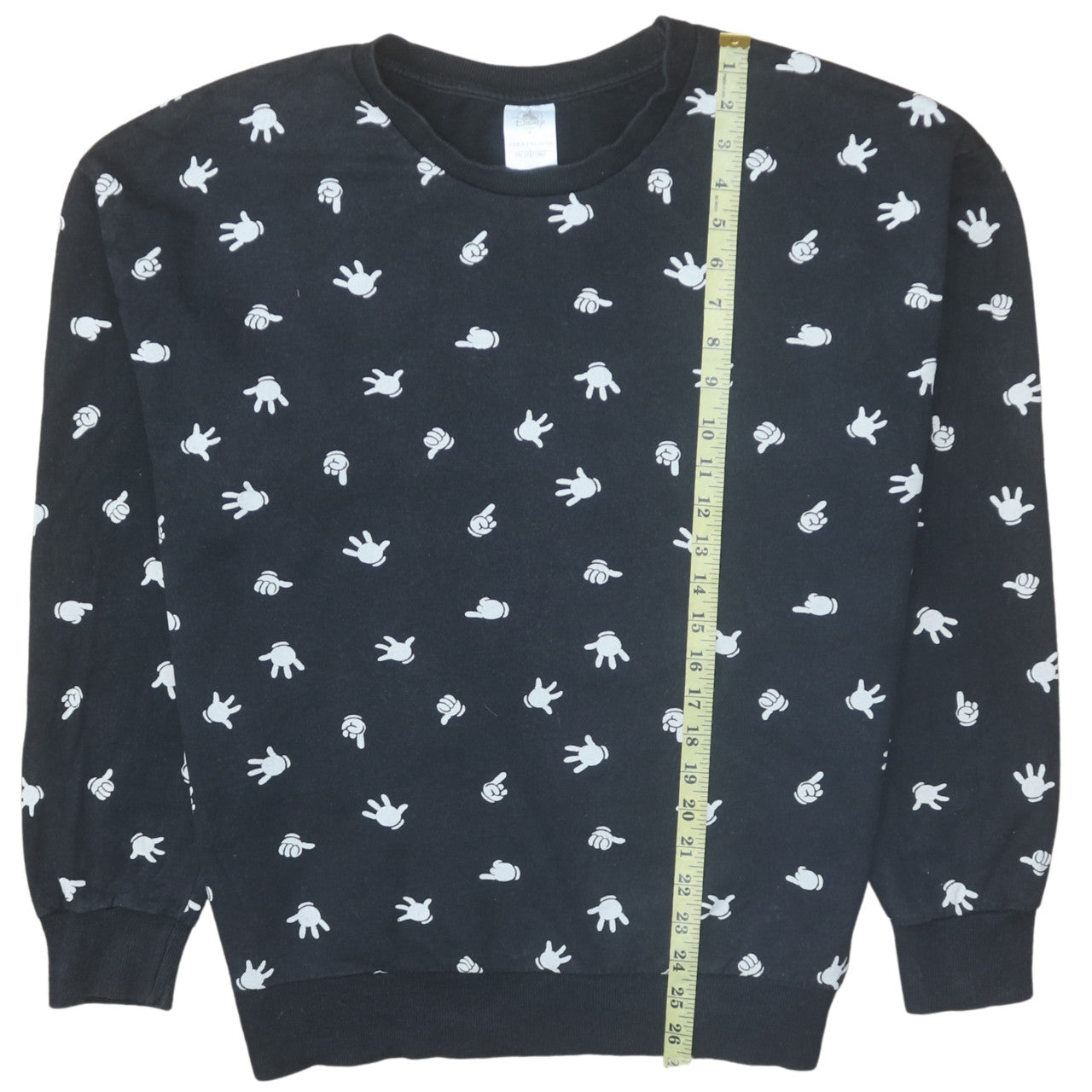 Disney Women Black Mickey Hands Crew Neck Sweatshirt Size 14