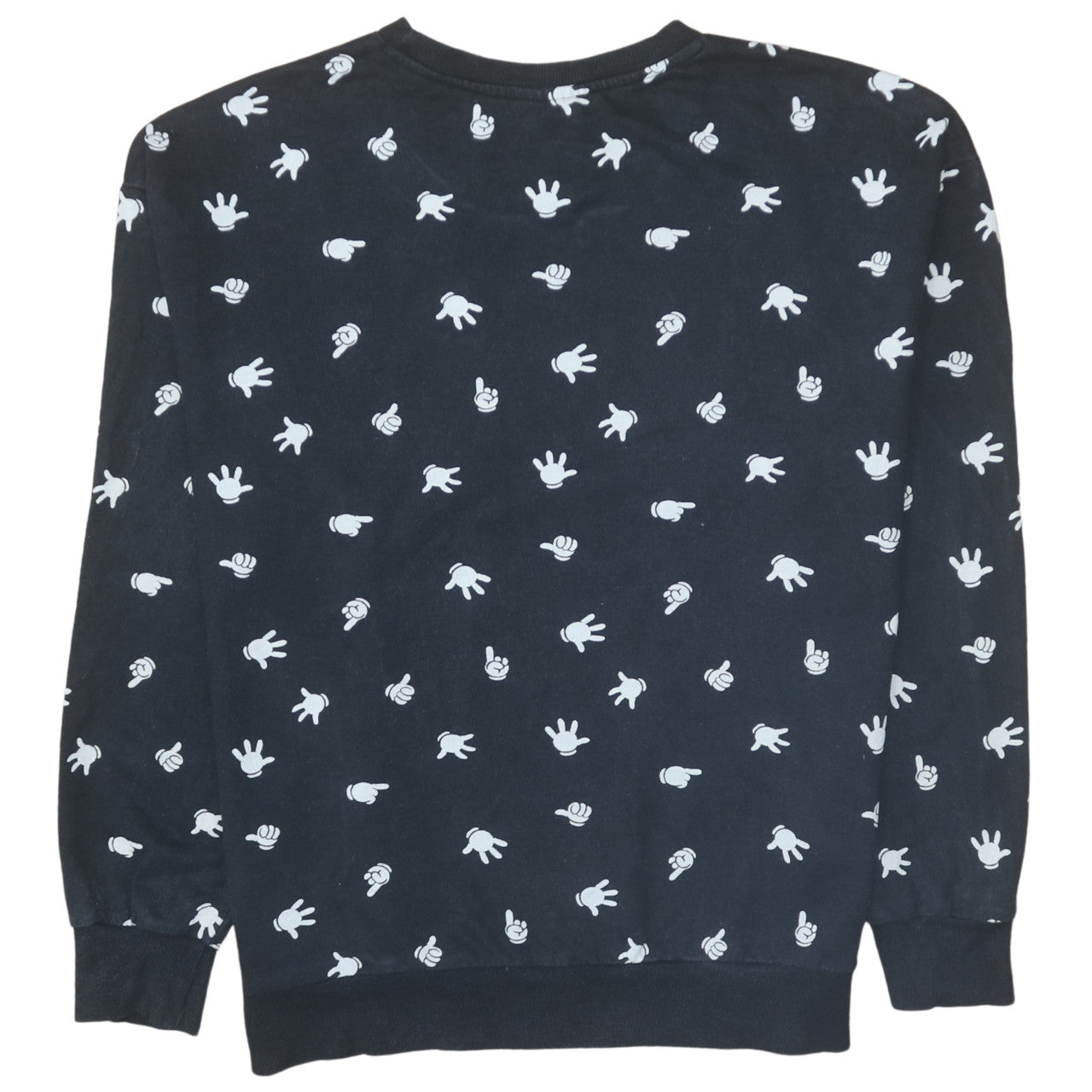 Disney Women Black Mickey Hands Crew Neck Sweatshirt Size 14