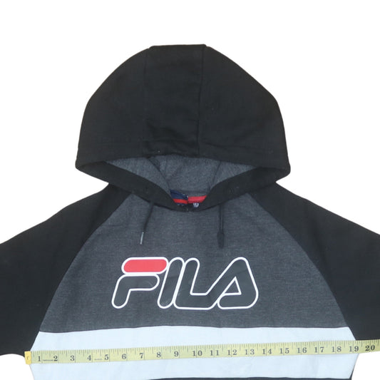 Fila Boys Black Colourblock Pullover Hoodie Size 14-15 Years