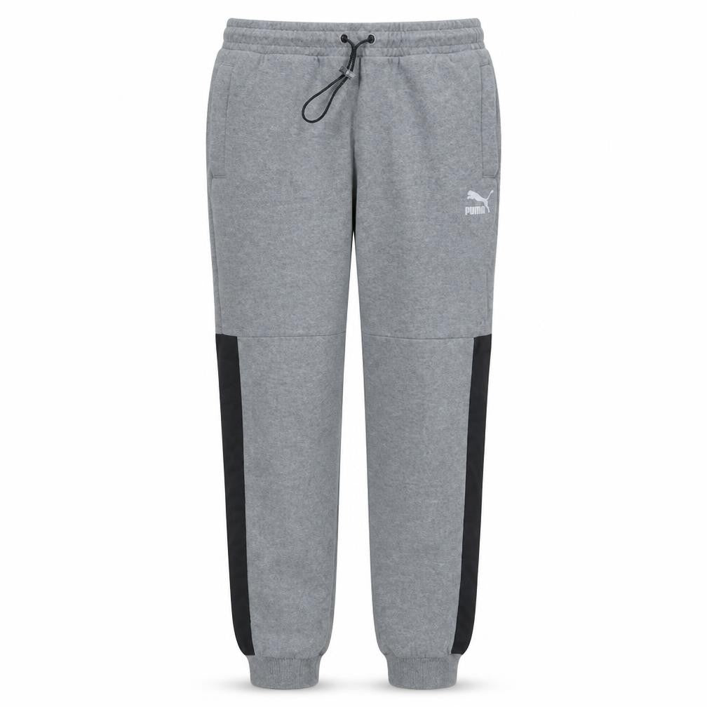Front view of Puma Men's Grey Jogger Sweatpants Small Elastic Waist Cuffed