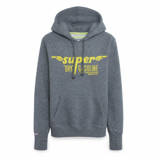 Superdry Mens Grey XS Pullover Hoodie with Yellow Logo