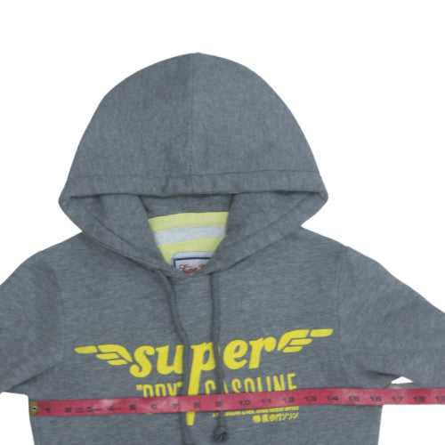 Superdry Mens Grey XS Pullover Hoodie with Yellow Logo