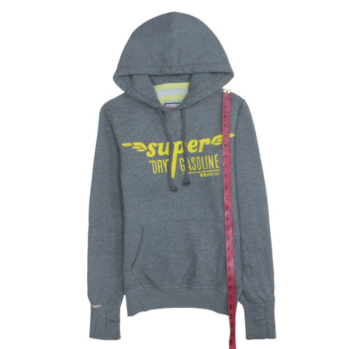 Superdry Mens Grey XS Pullover Hoodie with Yellow Logo