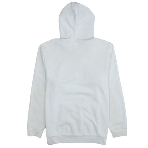 GAP Mens White Pullover Hoodie L Logo Fleece Sweatshirt