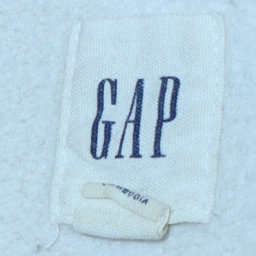 GAP Mens White Pullover Hoodie L Logo Fleece Sweatshirt