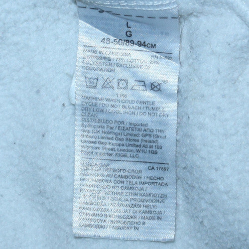 GAP Mens White Pullover Hoodie L Logo Fleece Sweatshirt