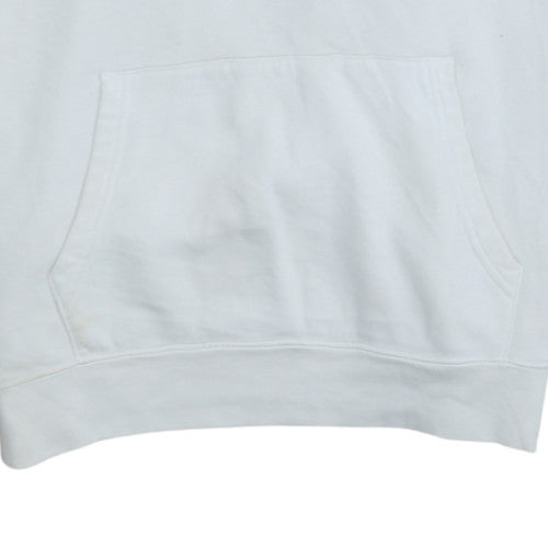 GAP Mens White Pullover Hoodie L Logo Fleece Sweatshirt