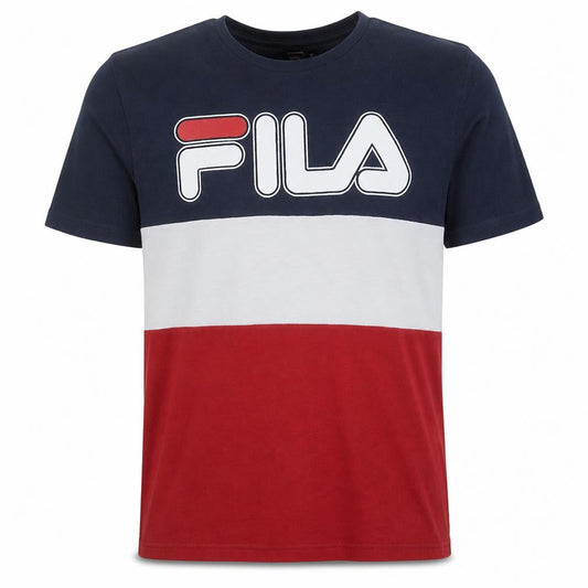 FILA Mens Multicolour Crew Neck Colourblock Logo T-Shirt Size M