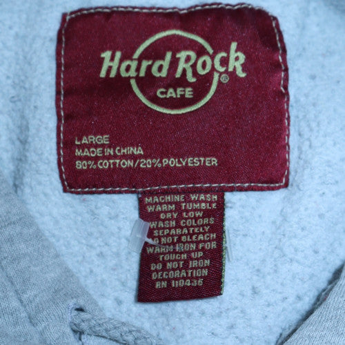 Hard Rock Cafe Women's Grey Pullover Hoodie Large Cotton Blend