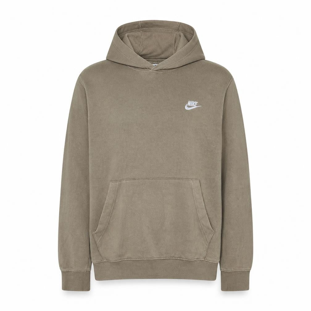 Nike Men Beige Pullover Hoodie M Fleece Logo Sweatshirt Regular Fit