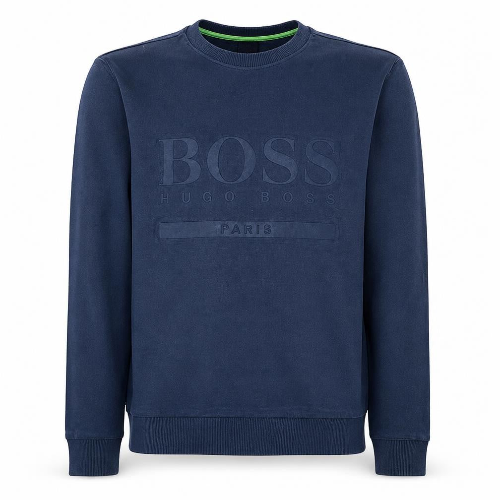 Hugo Boss Men's Blue Slim Fit Crew Neck Logo Sweatshirt Size M