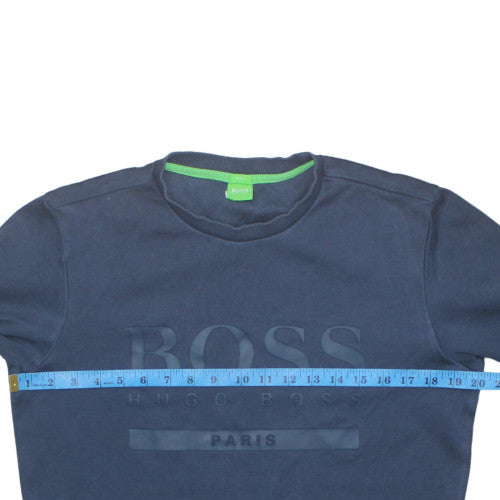 Hugo Boss Men's Blue Slim Fit Crew Neck Logo Sweatshirt Size M