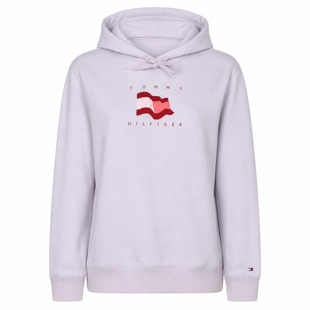 Tommy Hilfiger Women's White Small Pullover Hoodie with Logo Design