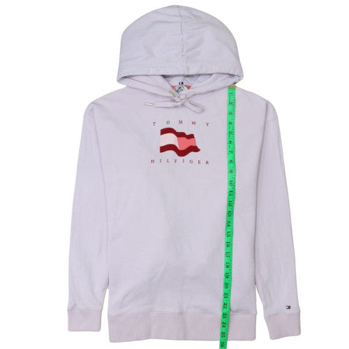 Tommy Hilfiger Women's White Small Pullover Hoodie with Logo Design