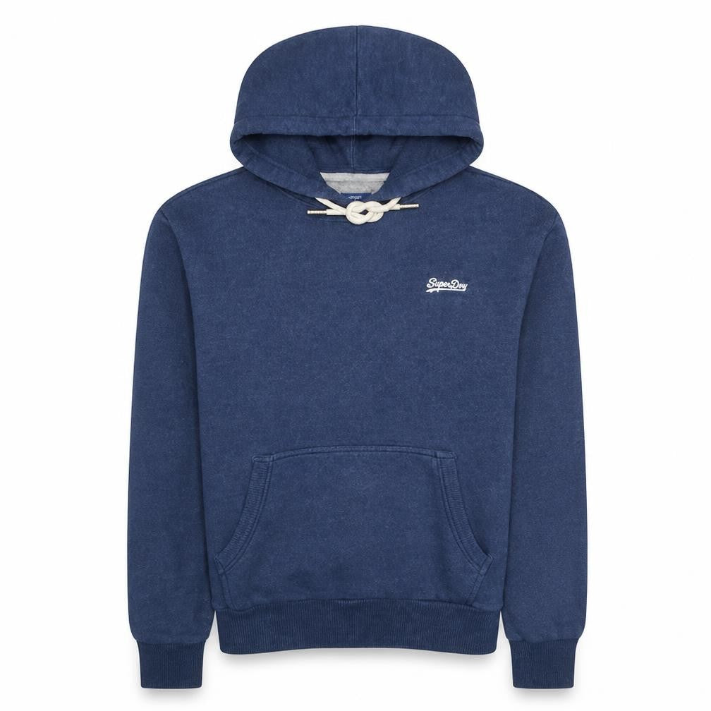Superdry Men's Blue Pullover Hoodie M Fleece Logo Sweatshirt