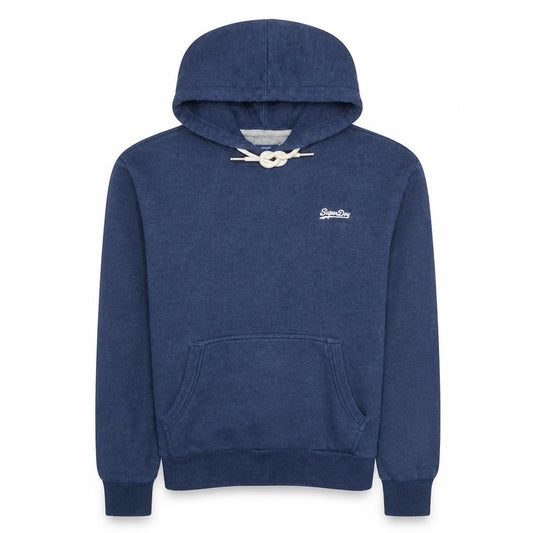 Superdry Men's Blue Pullover Hoodie M Fleece Logo Sweatshirt