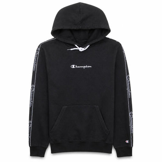 Champion Men's Black Pullover Hoodie Medium Fleece Logo Sweatshirt