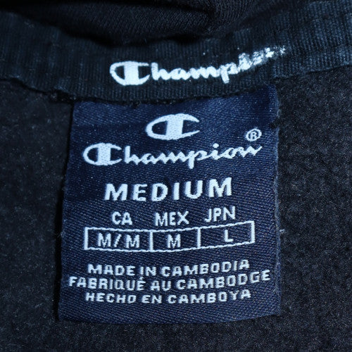 Champion Men's Black Pullover Hoodie Medium Fleece Logo Sweatshirt