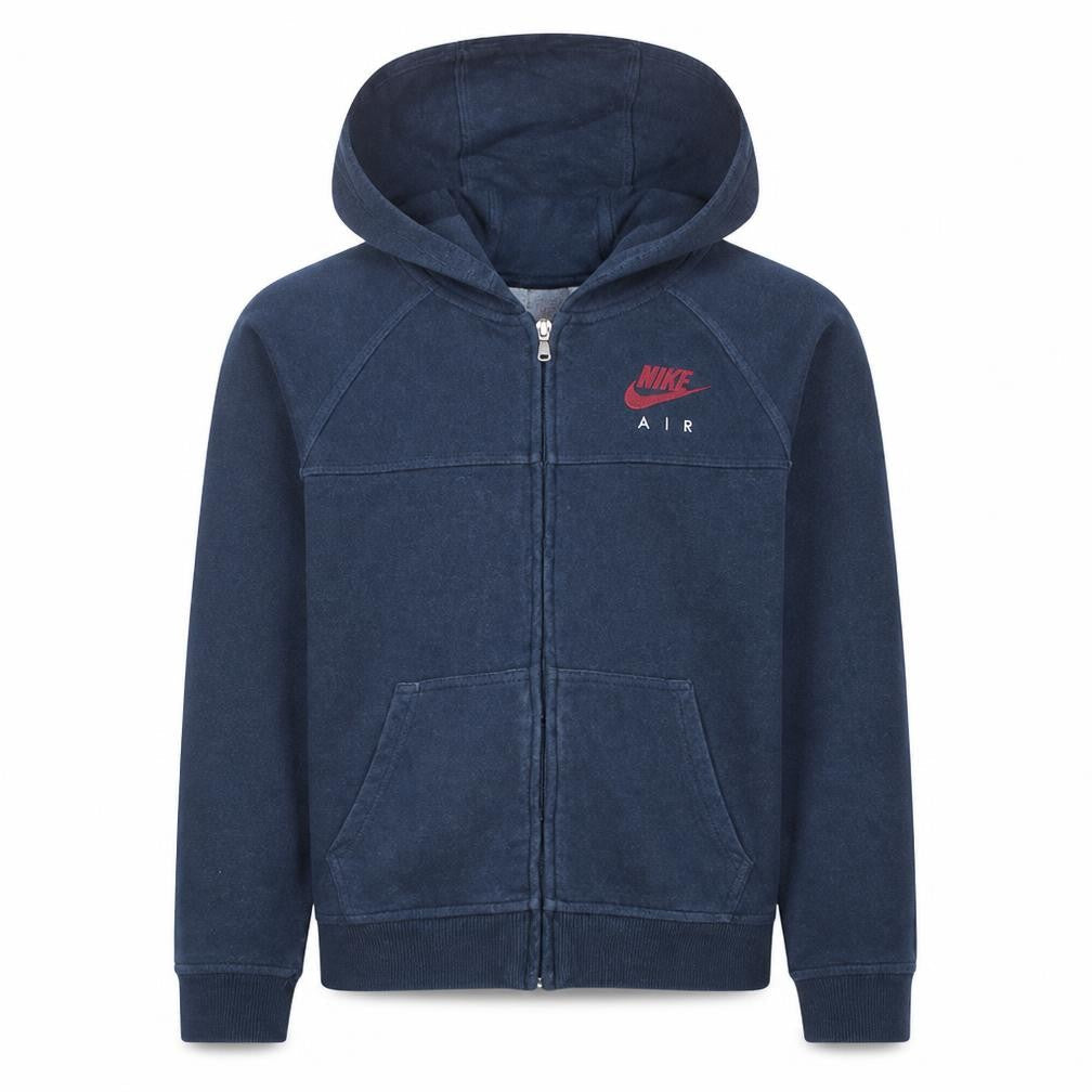 Front view of Nike boys’ blue full zip hoodie 13-15 years fleece casual sweatshirt