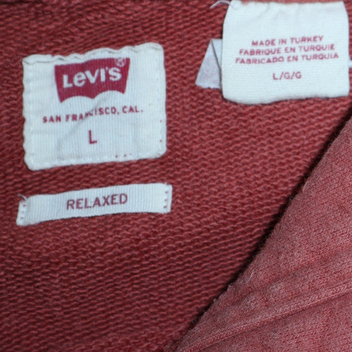 Levi's Men's Brown Relaxed Pullover Hoodie L Logo Graphic Fleece