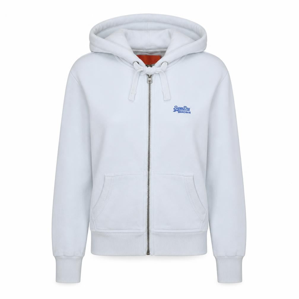 Superdry Women White Full Zip Hoodie XS Orange Label Classic