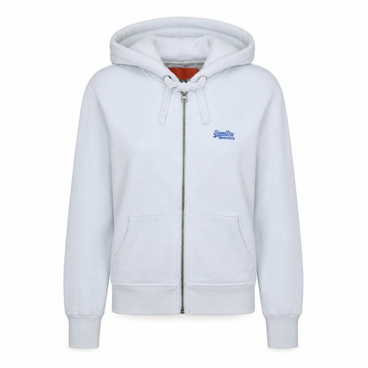 Superdry Women White Full Zip Hoodie XS Orange Label Classic