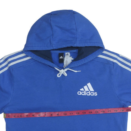 Adidas Men's Blue Pullover Hoodie Size M Logo Fleece Sweatshirt