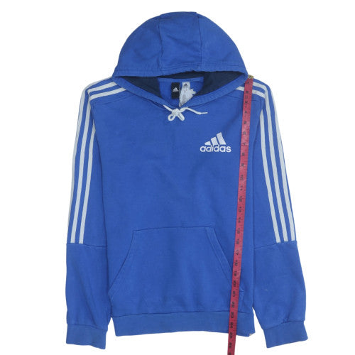 Adidas Men's Blue Pullover Hoodie Size M Logo Fleece Sweatshirt