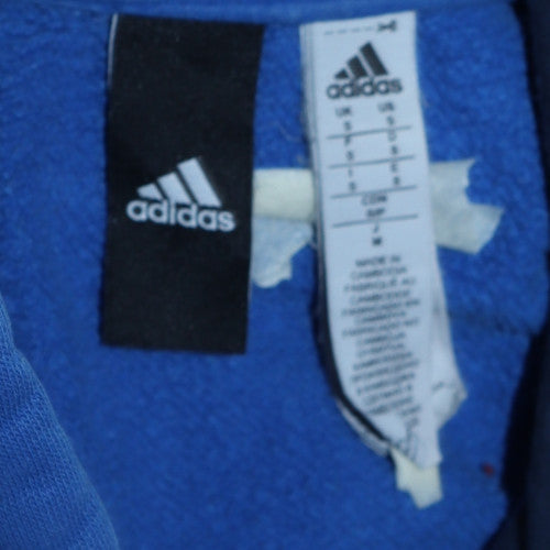 Adidas Men's Blue Pullover Hoodie Size M Logo Fleece Sweatshirt