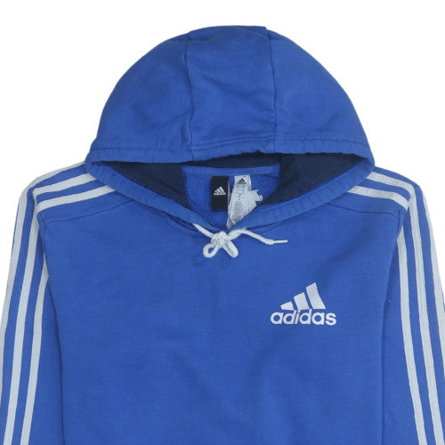Adidas Men's Blue Pullover Hoodie Size M Logo Fleece Sweatshirt