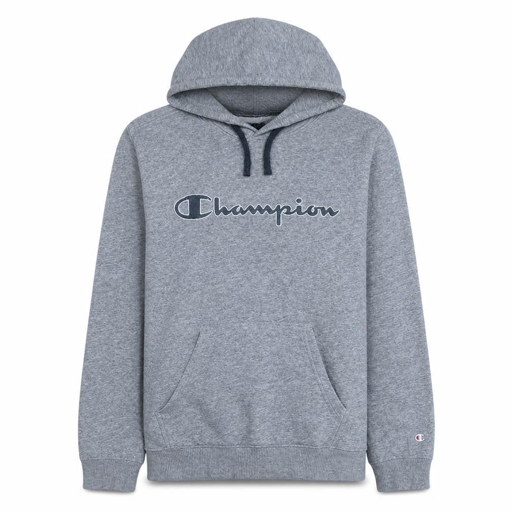 Champion Men's Grey Pullover Hoodie Medium Logo Fleece Sweatshirt