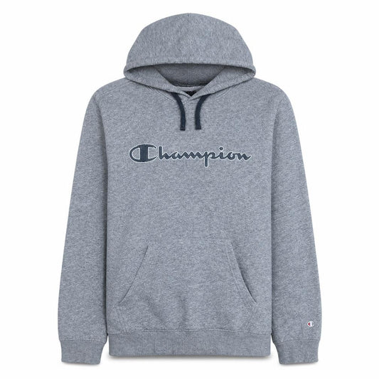 Champion Men's Grey Pullover Hoodie Medium Logo Fleece Sweatshirt