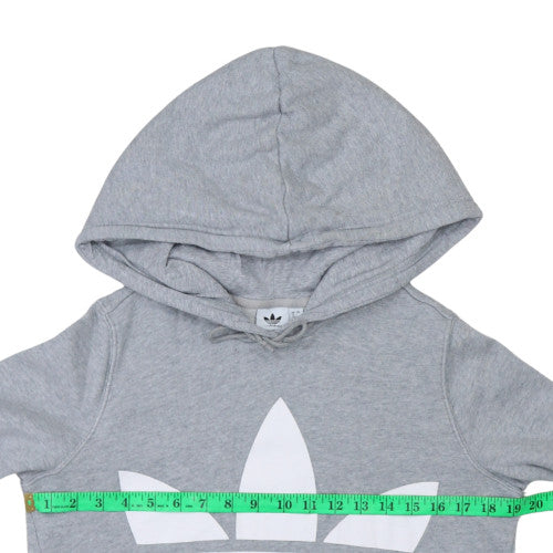 Adidas Women’s Grey Pullover Hoodie Size 8 Logo Print Sweatshirt