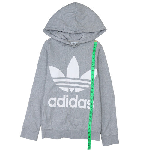 Adidas Women’s Grey Pullover Hoodie Size 8 Logo Print Sweatshirt