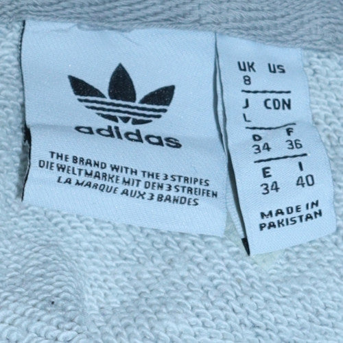Adidas Women’s Grey Pullover Hoodie Size 8 Logo Print Sweatshirt