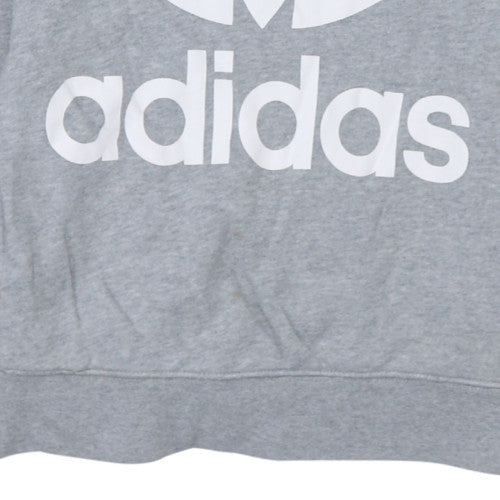 Adidas Women’s Grey Pullover Hoodie Size 8 Logo Print Sweatshirt