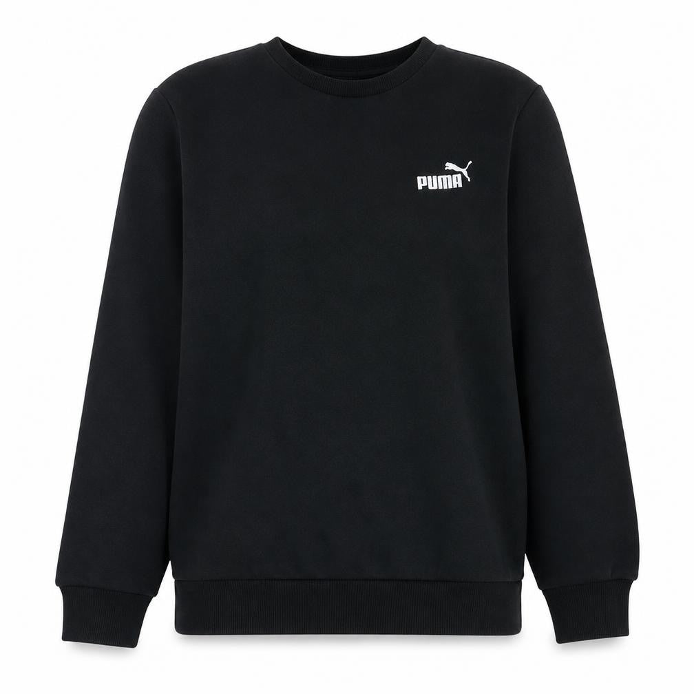 Front view of Puma women’s black crew neck pullover sweatshirt m