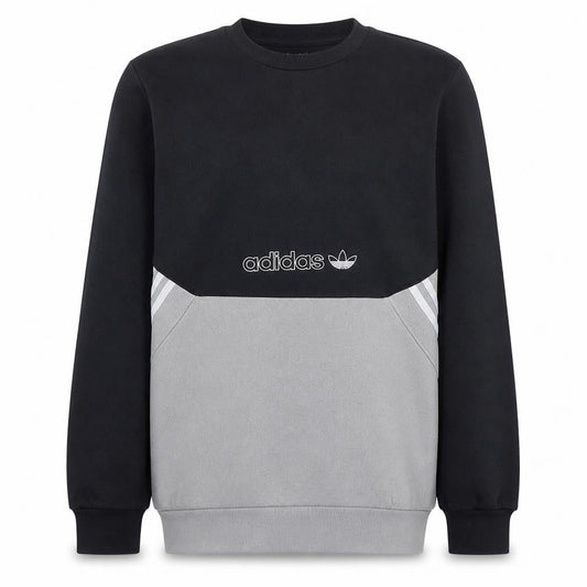 Adidas Boys Black Grey Crew Neck Pullover Sweatshirt XL 15-16 Years