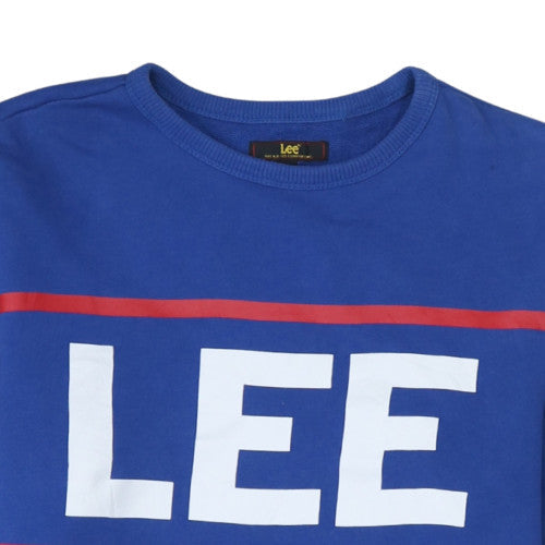 Lee Men's Blue Crew Neck Logo Pullover Sweatshirt M