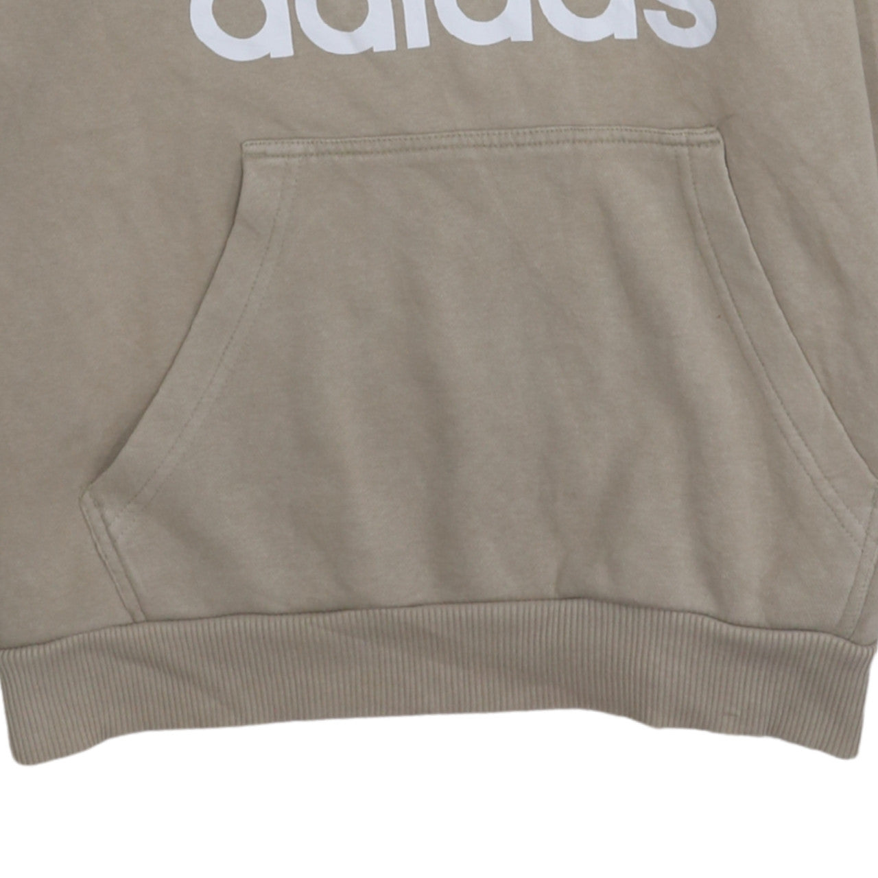 adidas Men Beige Pullover Hoodie Medium Logo Fleece Sweatshirt