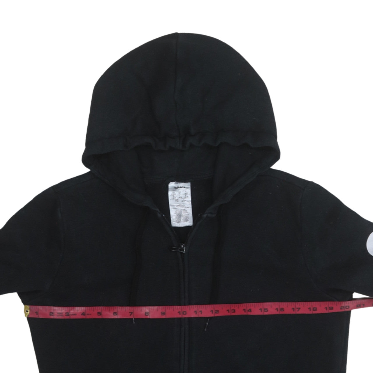 Adidas Women Black Full Zip Hoodie Size 16-18 Lined Logo Cotton Blend