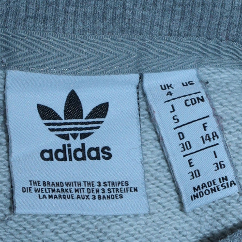 Adidas Women Grey Pink Colourblock Crew Neck Sweatshirt Size 4
