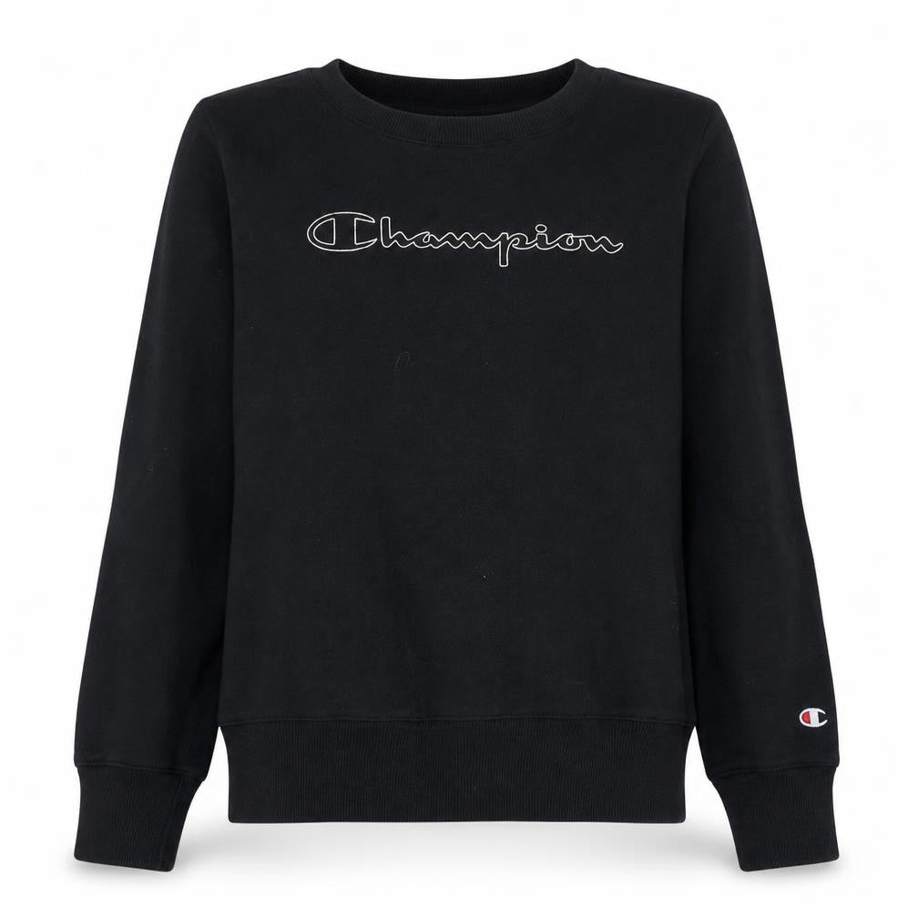 Champion Women's Black Large Pullover Sweatshirt Crew Neck Logo Fleece