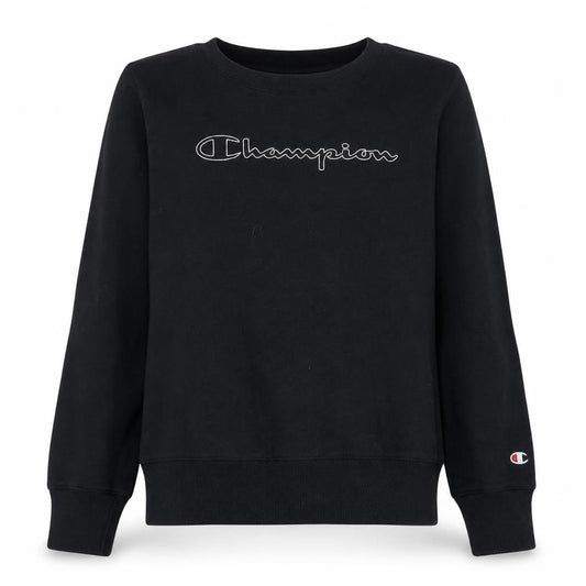 Champion Women's Black Large Pullover Sweatshirt Crew Neck Logo Fleece
