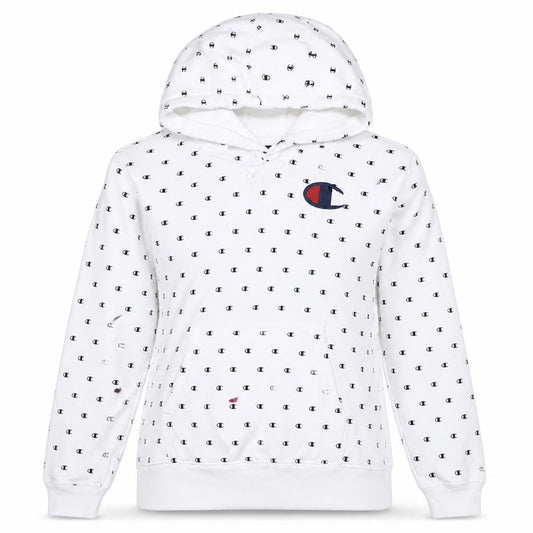Champion Womens White Small Pullover Hoodie with Logo Print