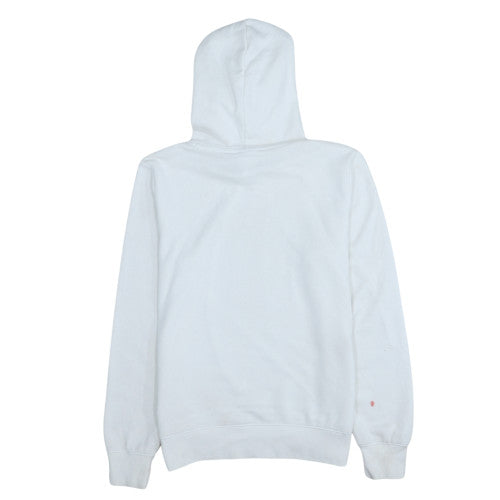 Champion Women White Hoodie Medium Pullover Cotton Blend Logo Print