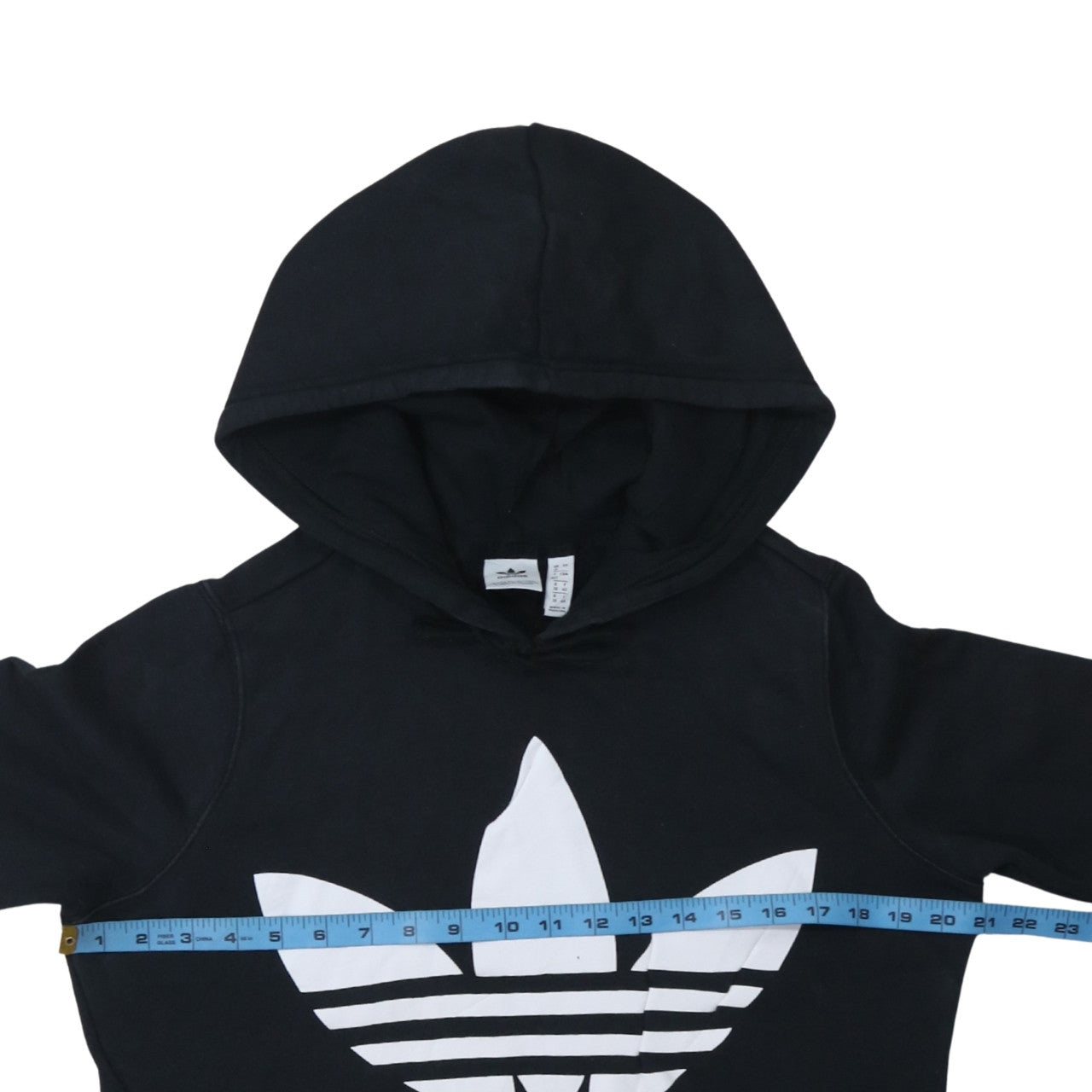 Adidas Womens Black Hooded Pullover Sweatshirt Size 12 Logo Print