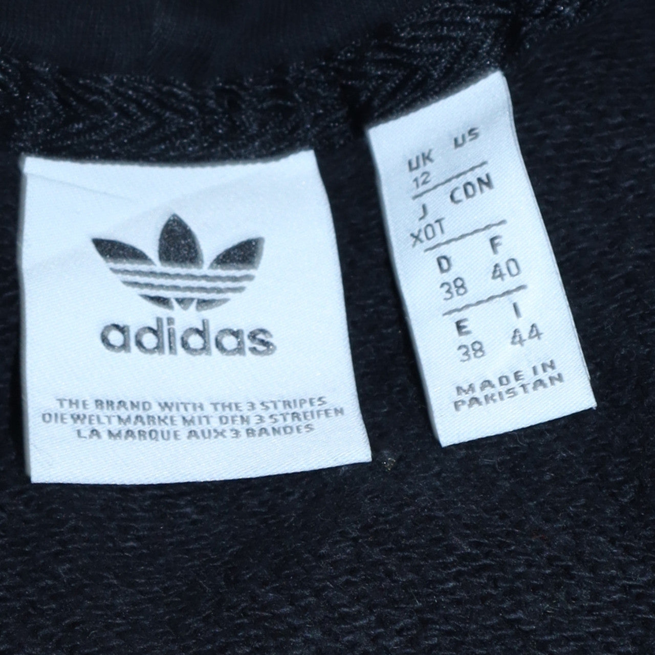 Adidas Womens Black Hooded Pullover Sweatshirt Size 12 Logo Print