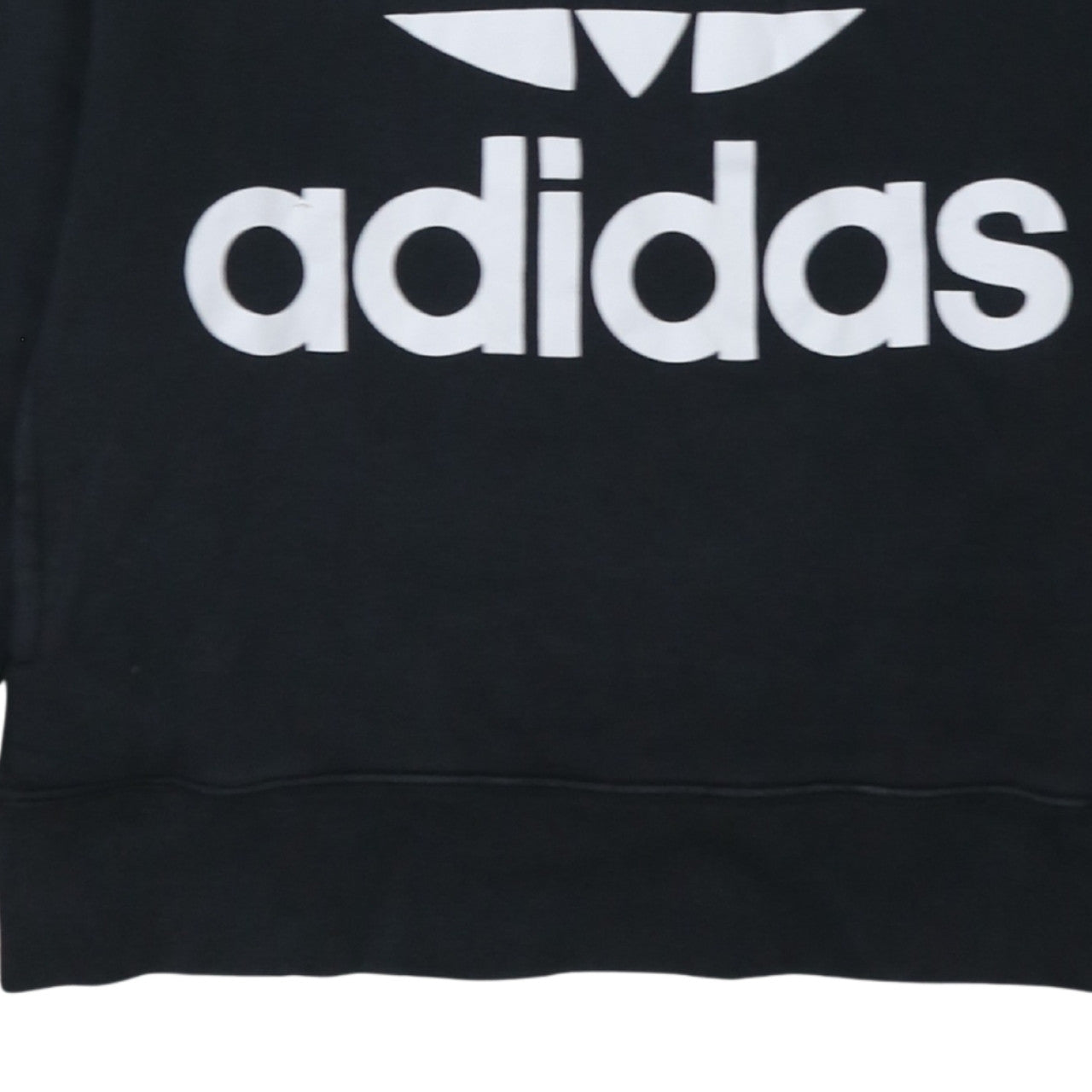 Adidas Womens Black Hooded Pullover Sweatshirt Size 12 Logo Print
